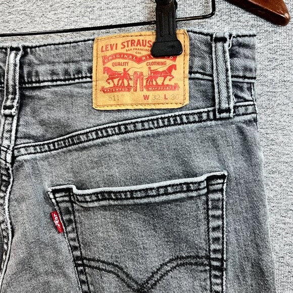 Levi's 511 Jeans Mens Size 32x29* Gray Acid Wash Slim Fit Straight Stretch Denim - Picture 6 of 14